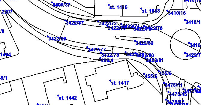 Parcela st. 3422/78 v KÚ Klatovy, Katastrální mapa