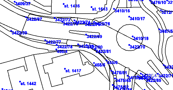 Parcela st. 3422/80 v KÚ Klatovy, Katastrální mapa