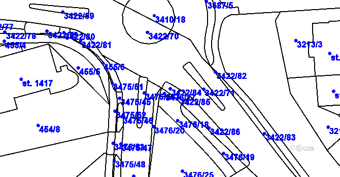 Parcela st. 3422/84 v KÚ Klatovy, Katastrální mapa