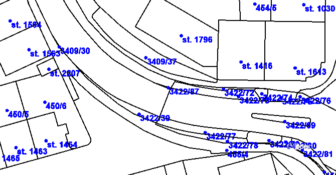 Parcela st. 3422/87 v KÚ Klatovy, Katastrální mapa