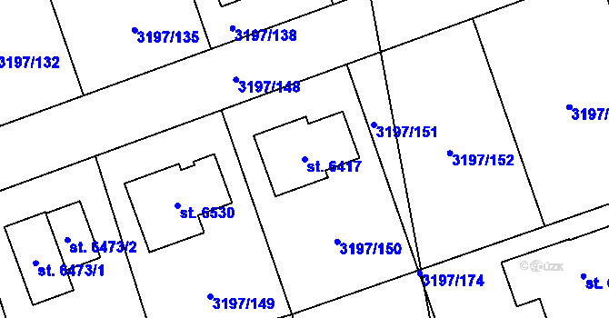 Parcela st. 6417 v KÚ Klatovy, Katastrální mapa