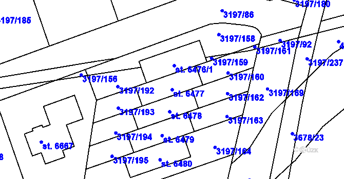 Parcela st. 6477 v KÚ Klatovy, Katastrální mapa
