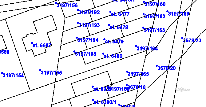 Parcela st. 6480 v KÚ Klatovy, Katastrální mapa