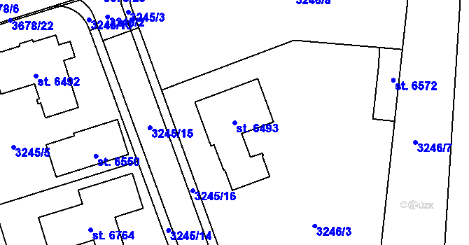 Parcela st. 6493 v KÚ Klatovy, Katastrální mapa