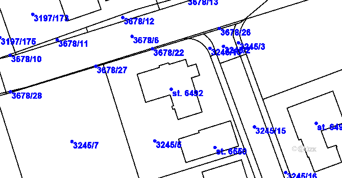 Parcela st. 6492 v KÚ Klatovy, Katastrální mapa