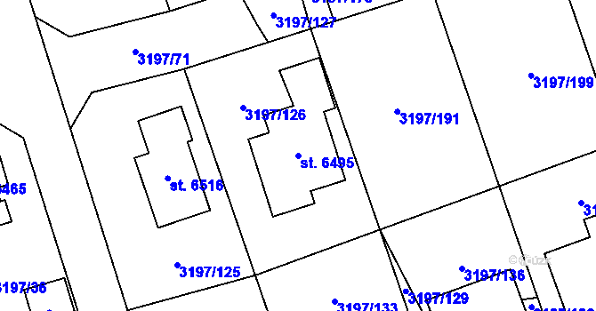 Parcela st. 6495 v KÚ Klatovy, Katastrální mapa
