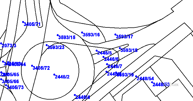 Parcela st. 2446/5 v KÚ Klatovy, Katastrální mapa