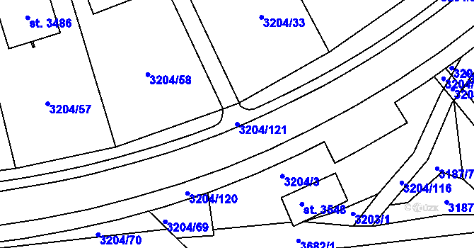 Parcela st. 3204/121 v KÚ Klatovy, Katastrální mapa