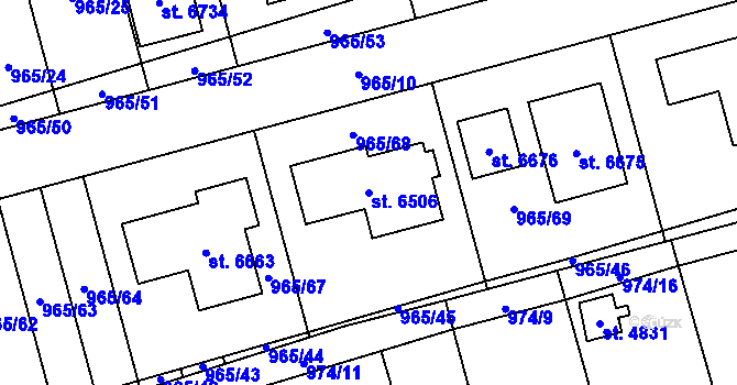 Parcela st. 6506 v KÚ Klatovy, Katastrální mapa