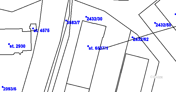 Parcela st. 6507/1 v KÚ Klatovy, Katastrální mapa