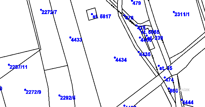 Parcela st. 2272/2 v KÚ Klatovy, Katastrální mapa
