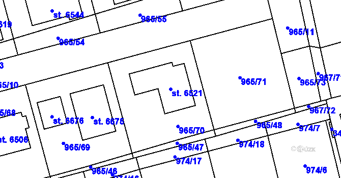 Parcela st. 6521 v KÚ Klatovy, Katastrální mapa