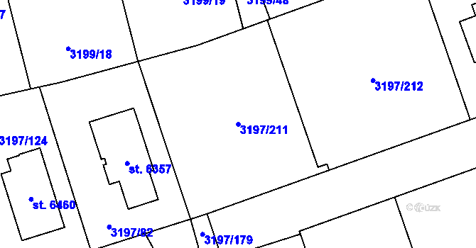 Parcela st. 3197/211 v KÚ Klatovy, Katastrální mapa