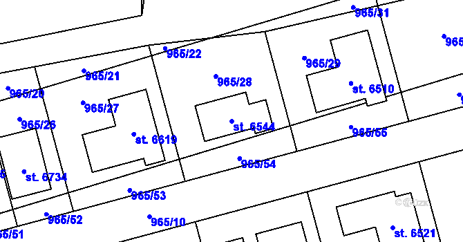 Parcela st. 6544 v KÚ Klatovy, Katastrální mapa