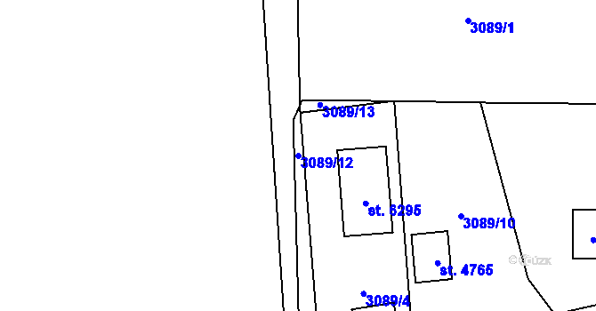 Parcela st. 3089/12 v KÚ Klatovy, Katastrální mapa