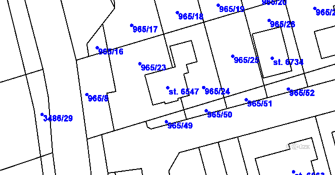 Parcela st. 6547 v KÚ Klatovy, Katastrální mapa