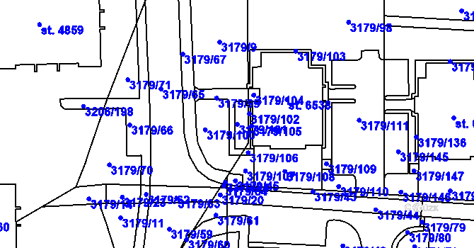 Parcela st. 3179/101 v KÚ Klatovy, Katastrální mapa