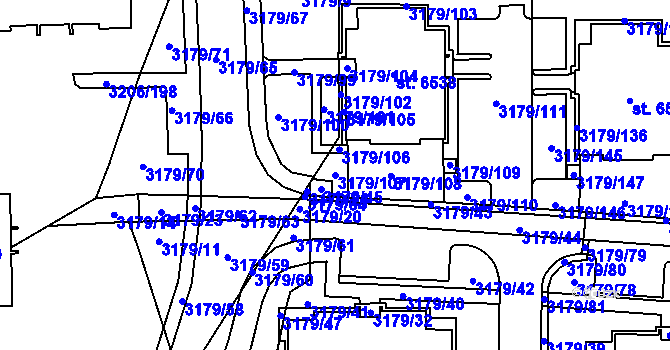 Parcela st. 3179/107 v KÚ Klatovy, Katastrální mapa