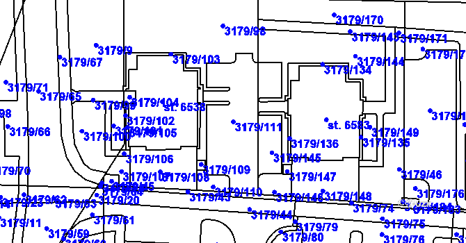 Parcela st. 3179/111 v KÚ Klatovy, Katastrální mapa