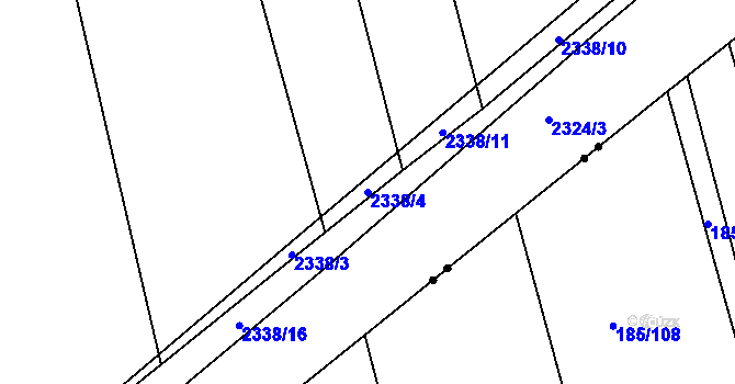 Parcela st. 2338/4 v KÚ Klatovy, Katastrální mapa