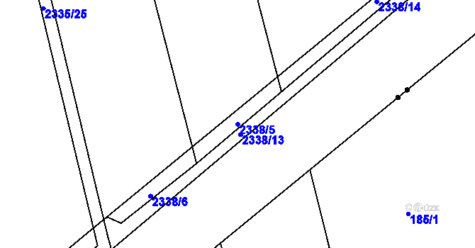 Parcela st. 2338/5 v KÚ Klatovy, Katastrální mapa