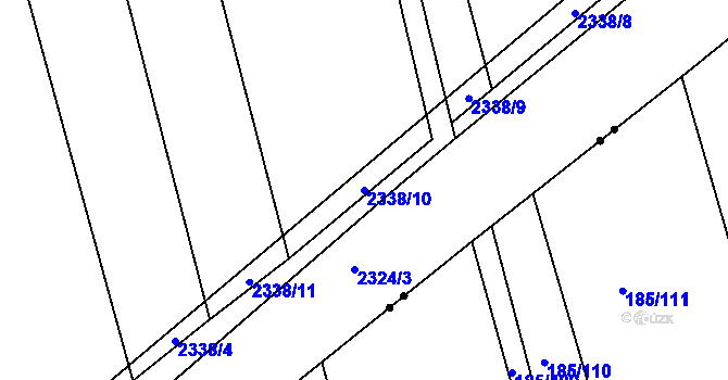 Parcela st. 2338/10 v KÚ Klatovy, Katastrální mapa