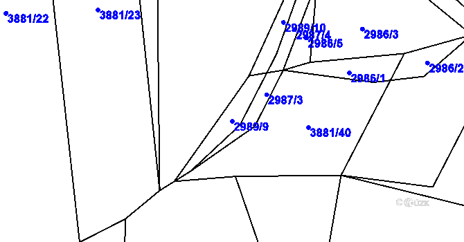 Parcela st. 2989/9 v KÚ Klatovy, Katastrální mapa