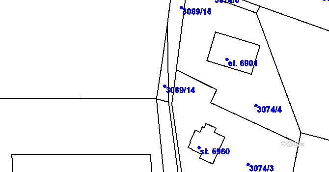 Parcela st. 3089/14 v KÚ Klatovy, Katastrální mapa