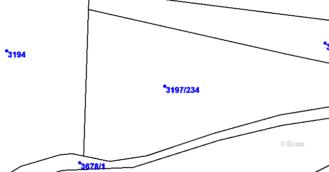 Parcela st. 3197/234 v KÚ Klatovy, Katastrální mapa