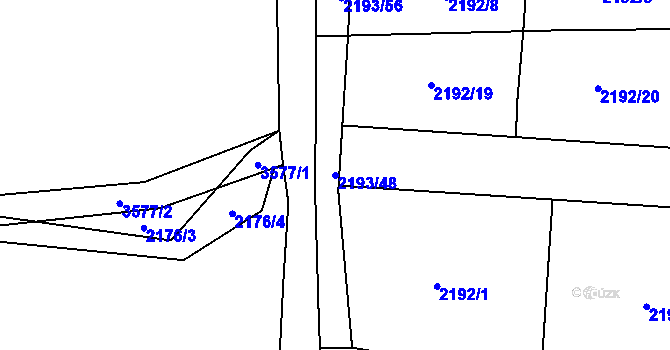 Parcela st. 2193/48 v KÚ Klatovy, Katastrální mapa