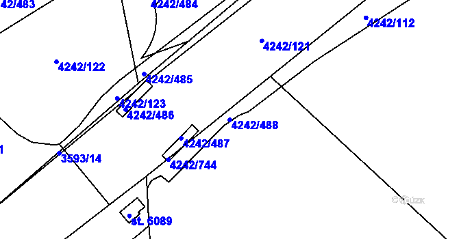 Parcela st. 4242/488 v KÚ Klatovy, Katastrální mapa