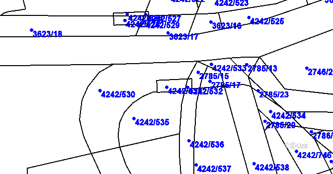Parcela st. 4242/531 v KÚ Klatovy, Katastrální mapa