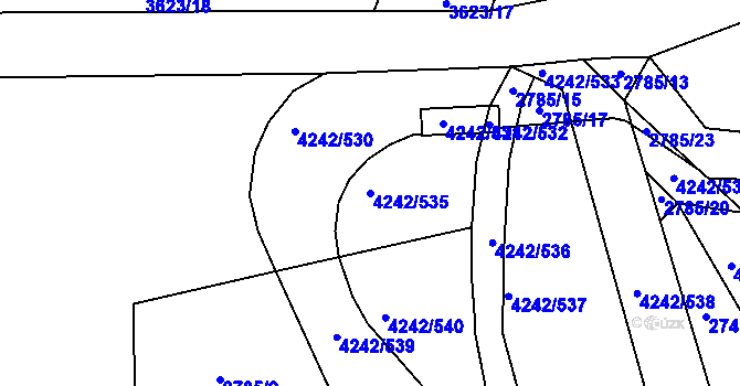 Parcela st. 4242/535 v KÚ Klatovy, Katastrální mapa