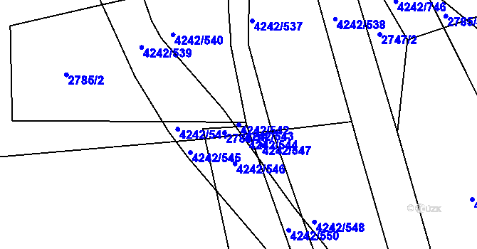 Parcela st. 4242/542 v KÚ Klatovy, Katastrální mapa