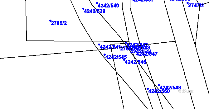 Parcela st. 4242/545 v KÚ Klatovy, Katastrální mapa