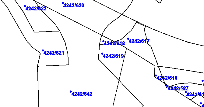 Parcela st. 4242/619 v KÚ Klatovy, Katastrální mapa