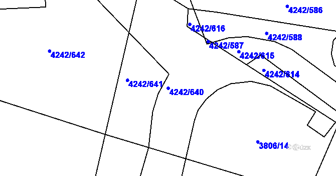 Parcela st. 4242/640 v KÚ Klatovy, Katastrální mapa
