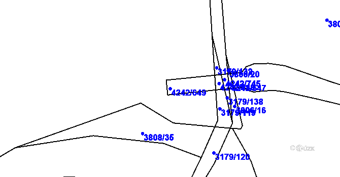 Parcela st. 4242/649 v KÚ Klatovy, Katastrální mapa