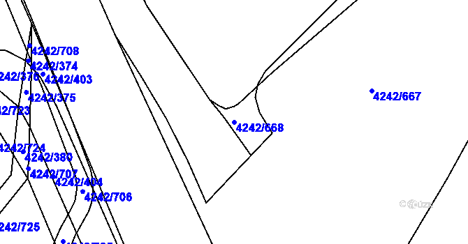 Parcela st. 4242/668 v KÚ Klatovy, Katastrální mapa