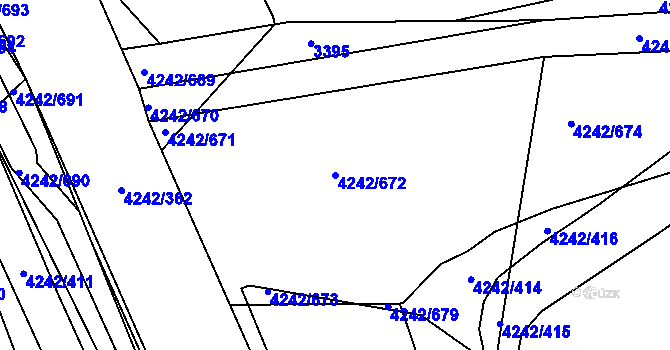 Parcela st. 4242/672 v KÚ Klatovy, Katastrální mapa