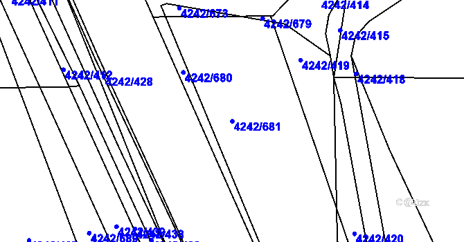 Parcela st. 4242/681 v KÚ Klatovy, Katastrální mapa