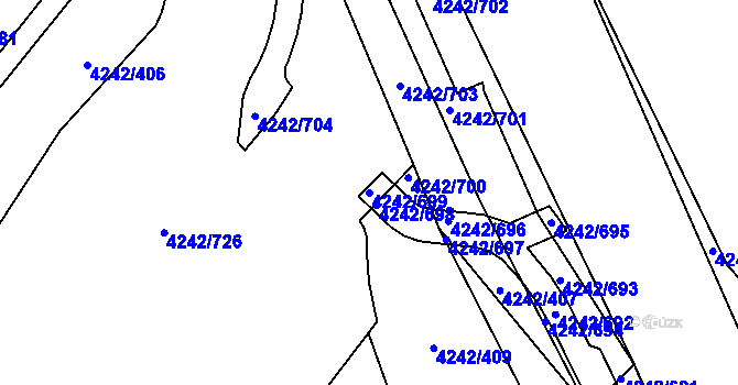 Parcela st. 4242/699 v KÚ Klatovy, Katastrální mapa
