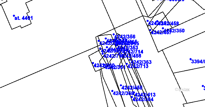 Parcela st. 4242/717 v KÚ Klatovy, Katastrální mapa