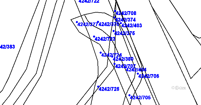 Parcela st. 4242/724 v KÚ Klatovy, Katastrální mapa