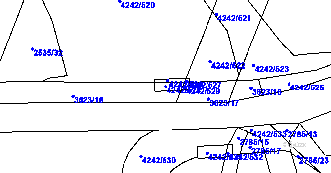 Parcela st. 4242/528 v KÚ Klatovy, Katastrální mapa