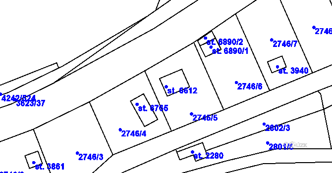 Parcela st. 6612 v KÚ Klatovy, Katastrální mapa