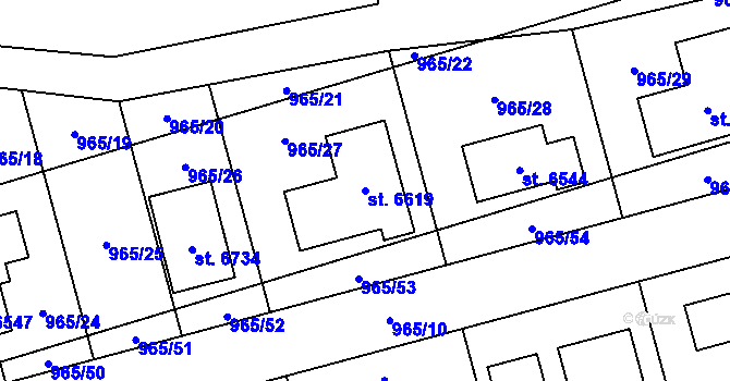 Parcela st. 6619 v KÚ Klatovy, Katastrální mapa