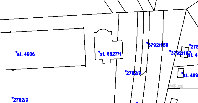 Parcela st. 6627/1 v KÚ Klatovy, Katastrální mapa