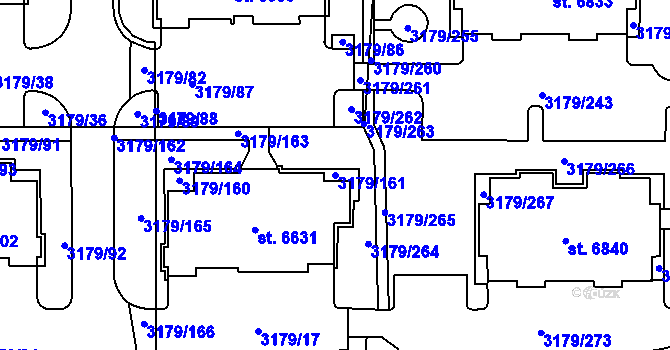 Parcela st. 3179/161 v KÚ Klatovy, Katastrální mapa