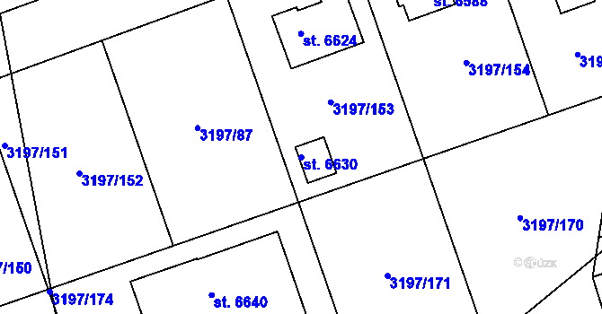 Parcela st. 6630 v KÚ Klatovy, Katastrální mapa